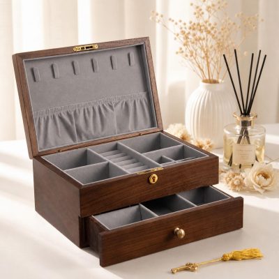 Vintage classic wooden jewelry storage box