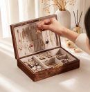 Personalized Vintage Wooden Jewelry Box with