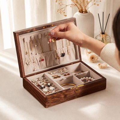 Personalized Vintage Wooden Jewelry Box with
