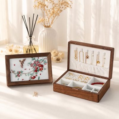 Floral Pattern Vintage Wooden Jewelry Box