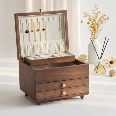 Vintage wooden large capacity jewelry storage box