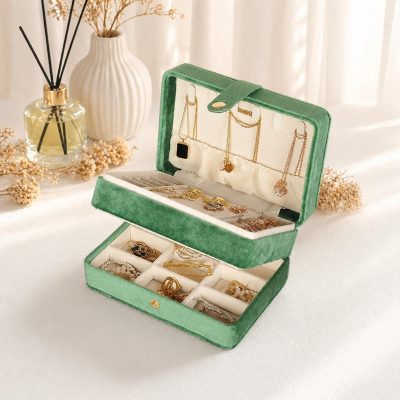 Multi-Color Portable Two-Layer Jewelry Organizer for Necklaces